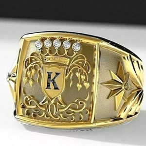 18k Yellow Gold Simulated Diamonds Ring for Men
